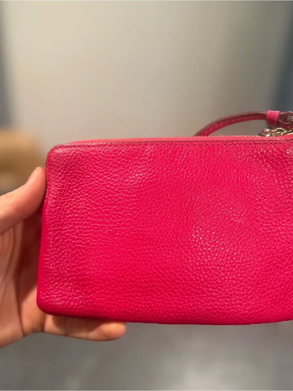 Coach Pink Ruby fuchsia wristlet pebbled leather wallet with hang tag